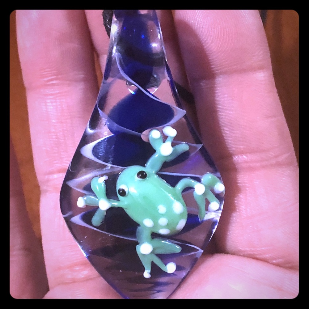 Gorgeous Handmade Glass Frog Necklace